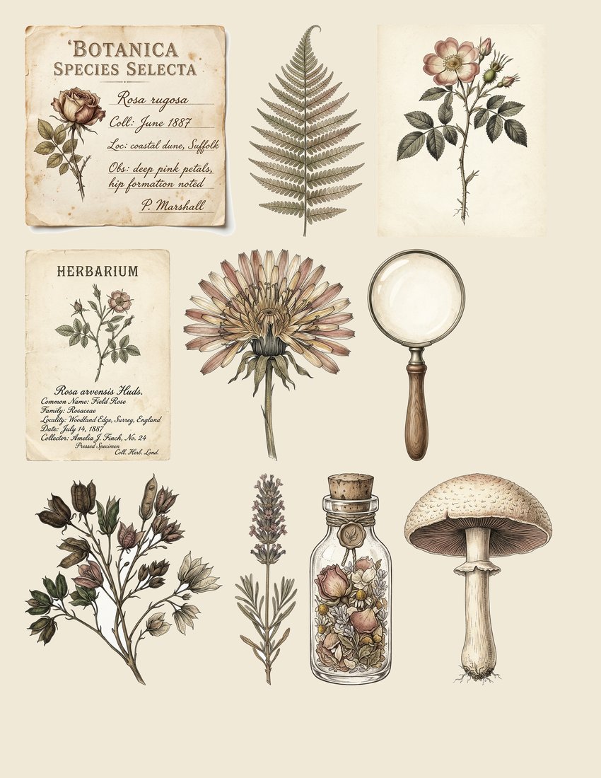 Pressed Herbarium junk journal kit — sheet preview 3