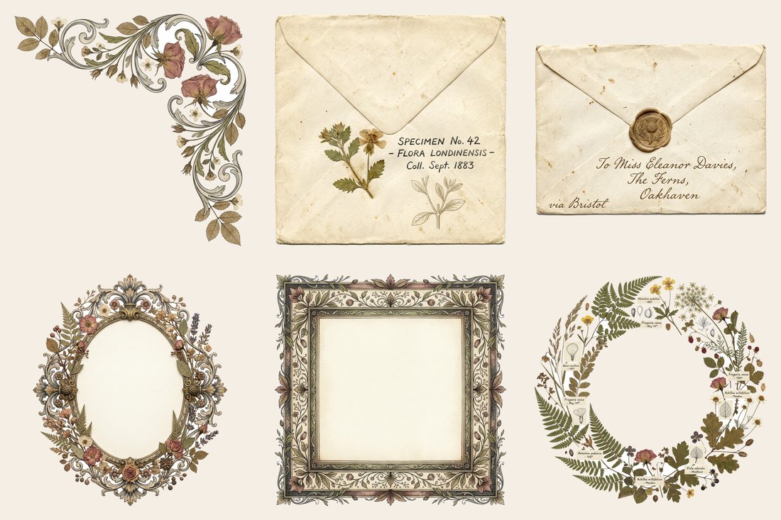 Pressed Herbarium junk journal kit — element closeup 2