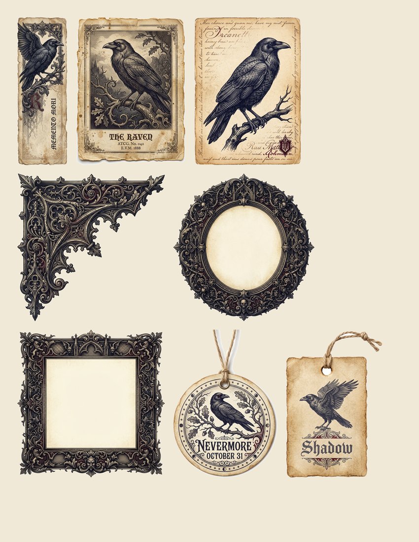 Ravens And Crows junk journal kit — sheet preview 1