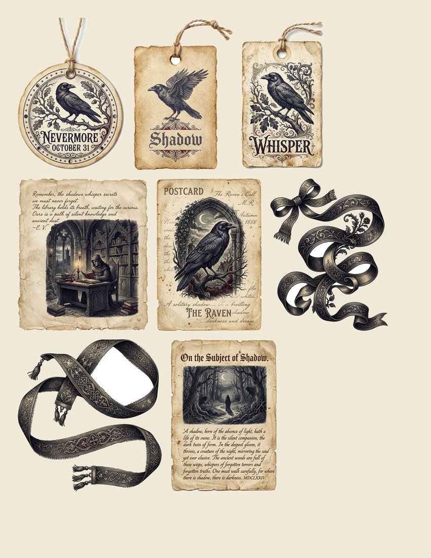Ravens And Crows junk journal kit — sheet preview 2