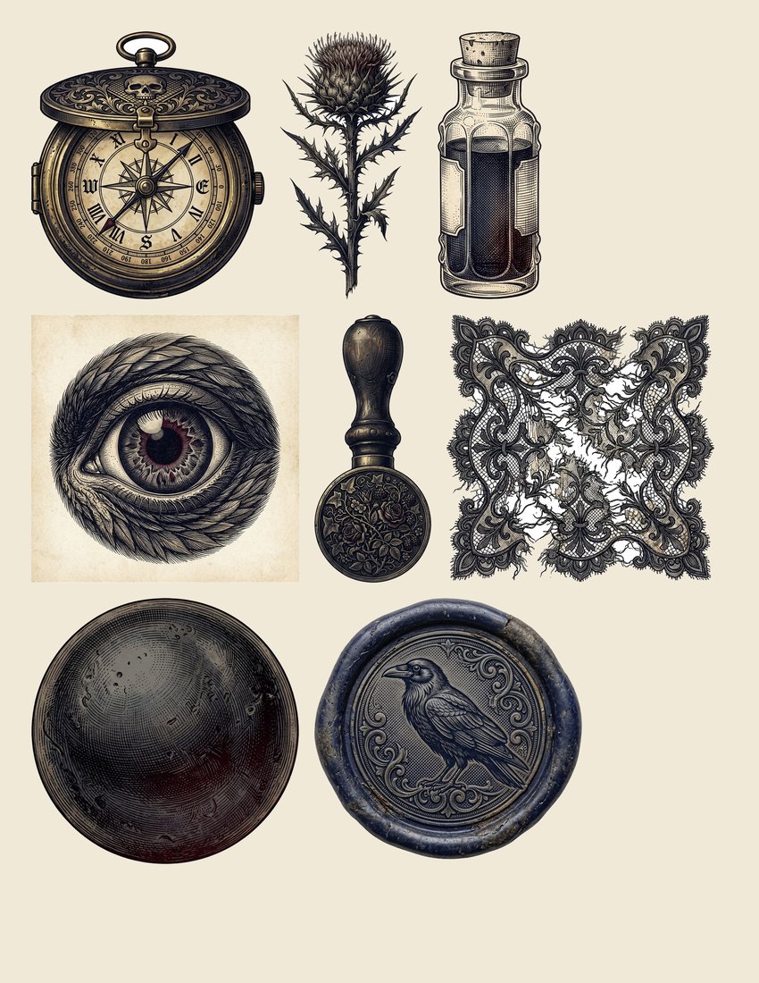 Ravens And Crows junk journal kit — sheet preview 4