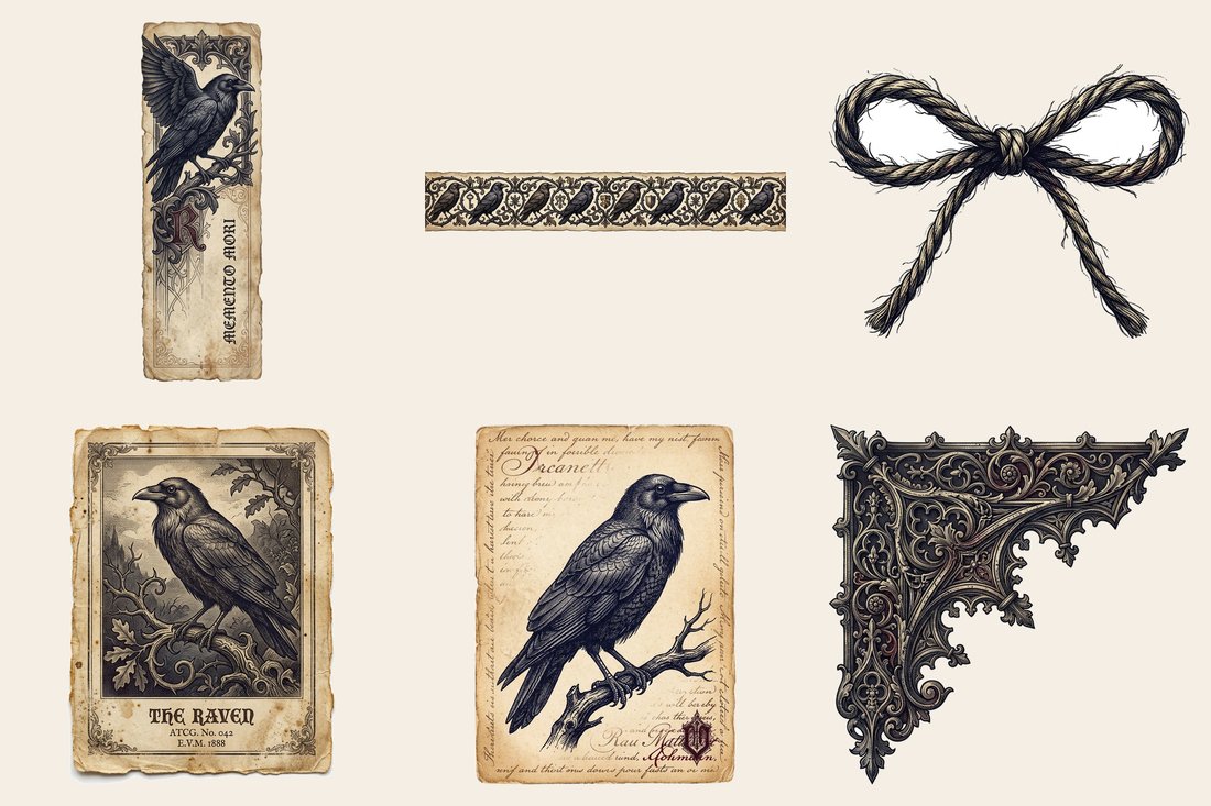 Ravens And Crows junk journal kit — element closeup 1