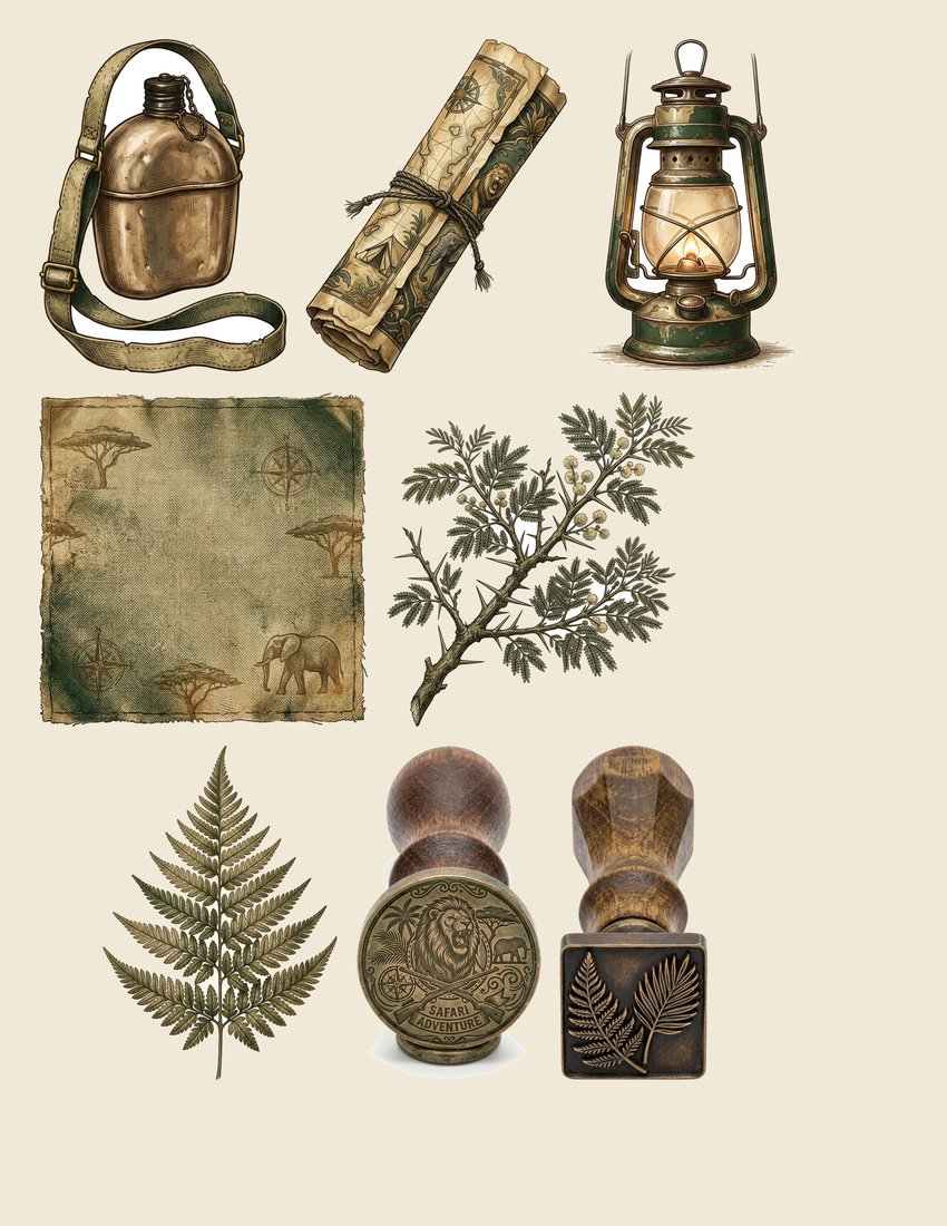 Safari Expedition junk journal kit — sheet preview 4