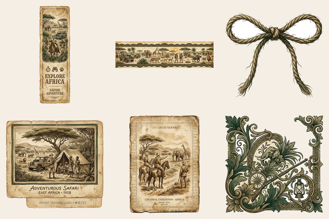 Safari Expedition junk journal kit — element closeup 1