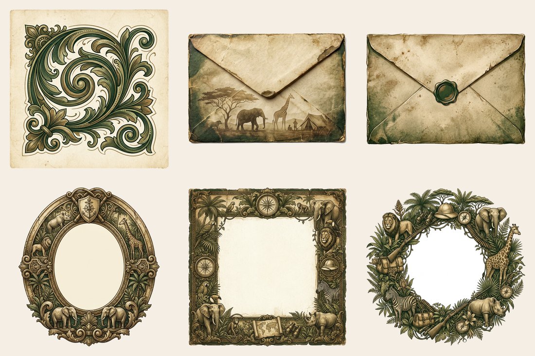 Safari Expedition junk journal kit — element closeup 2