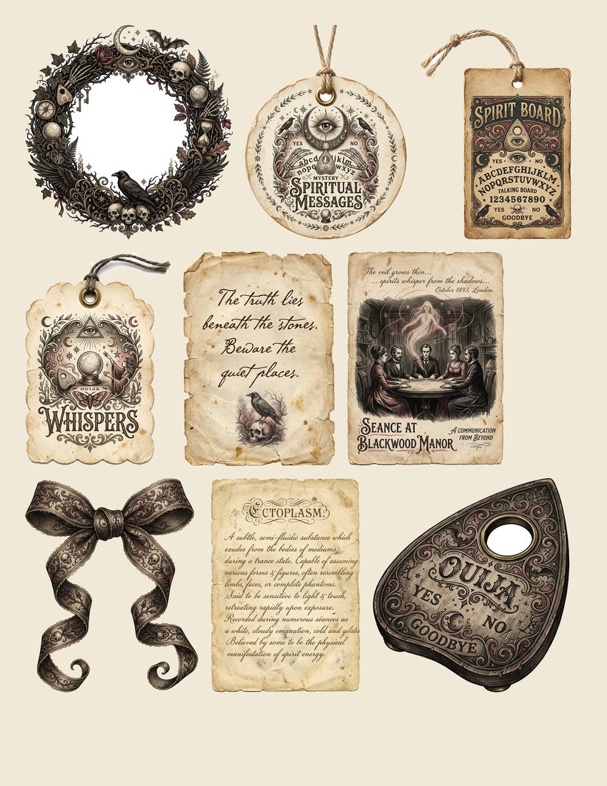 Seance Night junk journal kit — sheet preview 2