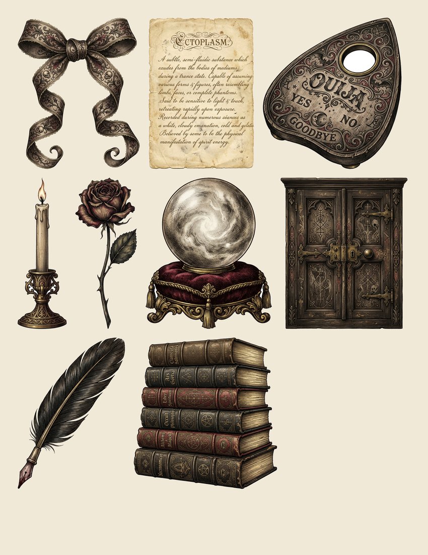 Seance Night junk journal kit — sheet preview 3