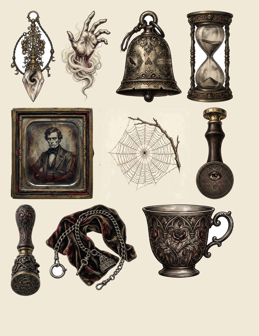 Seance Night junk journal kit — sheet preview 4
