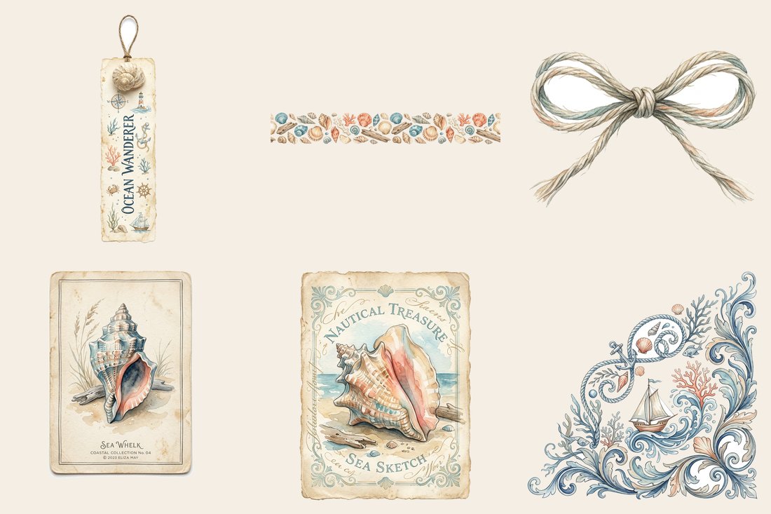 Seaside Memoir junk journal kit — element closeup 1