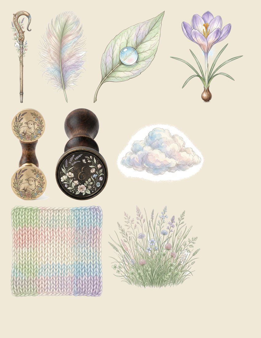 Spring Lambs Meadow junk journal kit — sheet preview 4