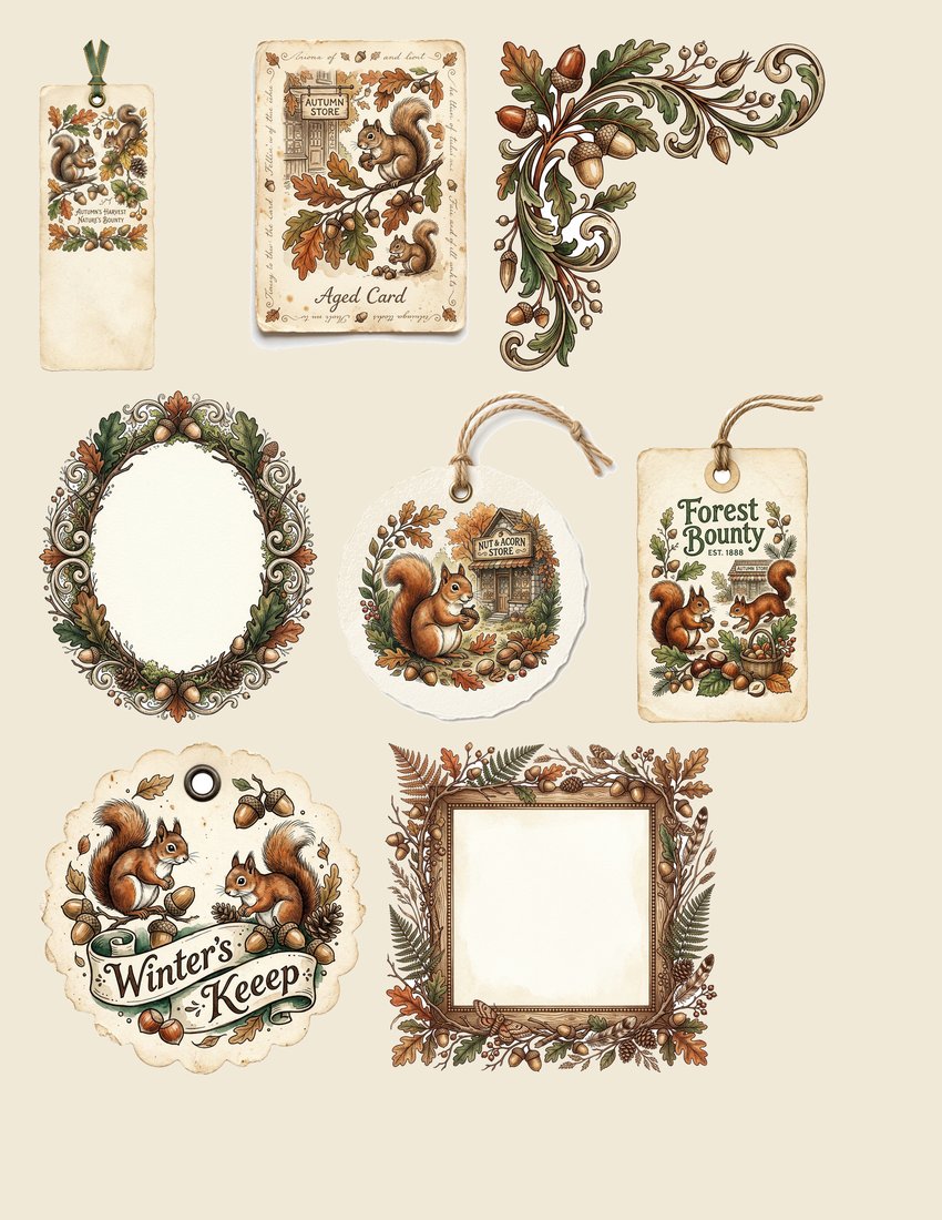 Squirrels Pantry junk journal kit — sheet preview 1