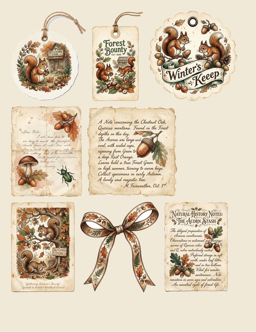 Squirrels Pantry junk journal kit — sheet preview 2