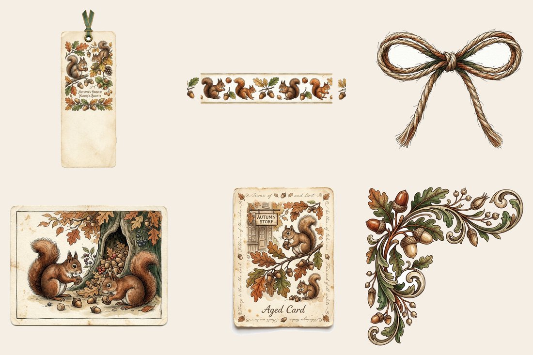 Squirrels Pantry junk journal kit — element closeup 1