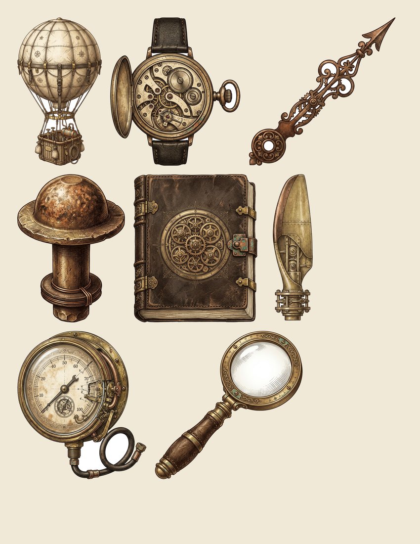 Steampunk Airship junk journal kit — sheet preview 3