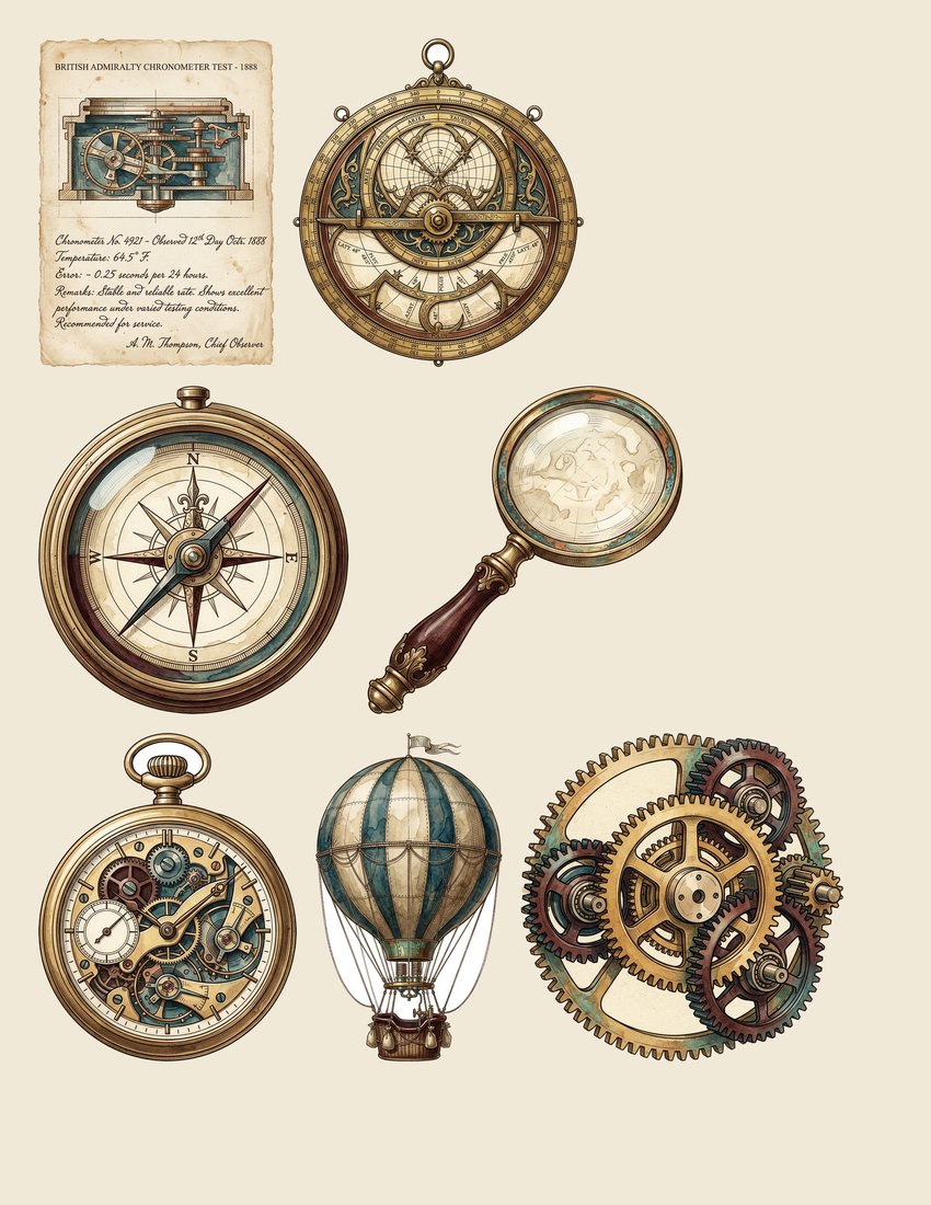 Steampunk Explorer junk journal kit — sheet preview 3