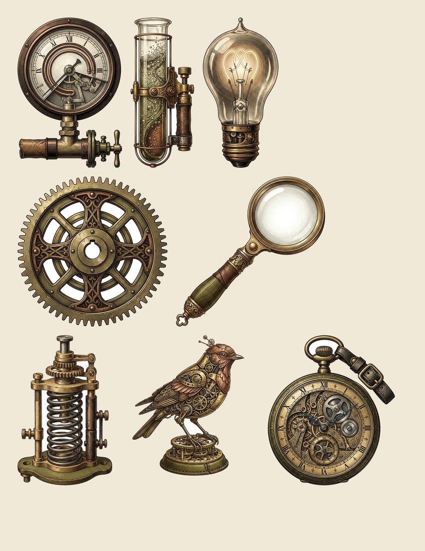 Steampunk Laboratory junk journal kit — sheet preview 3