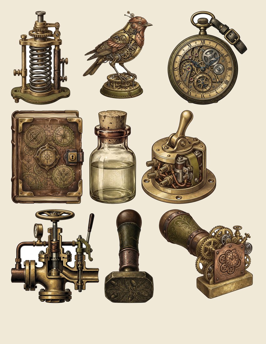 Steampunk Laboratory junk journal kit — sheet preview 4