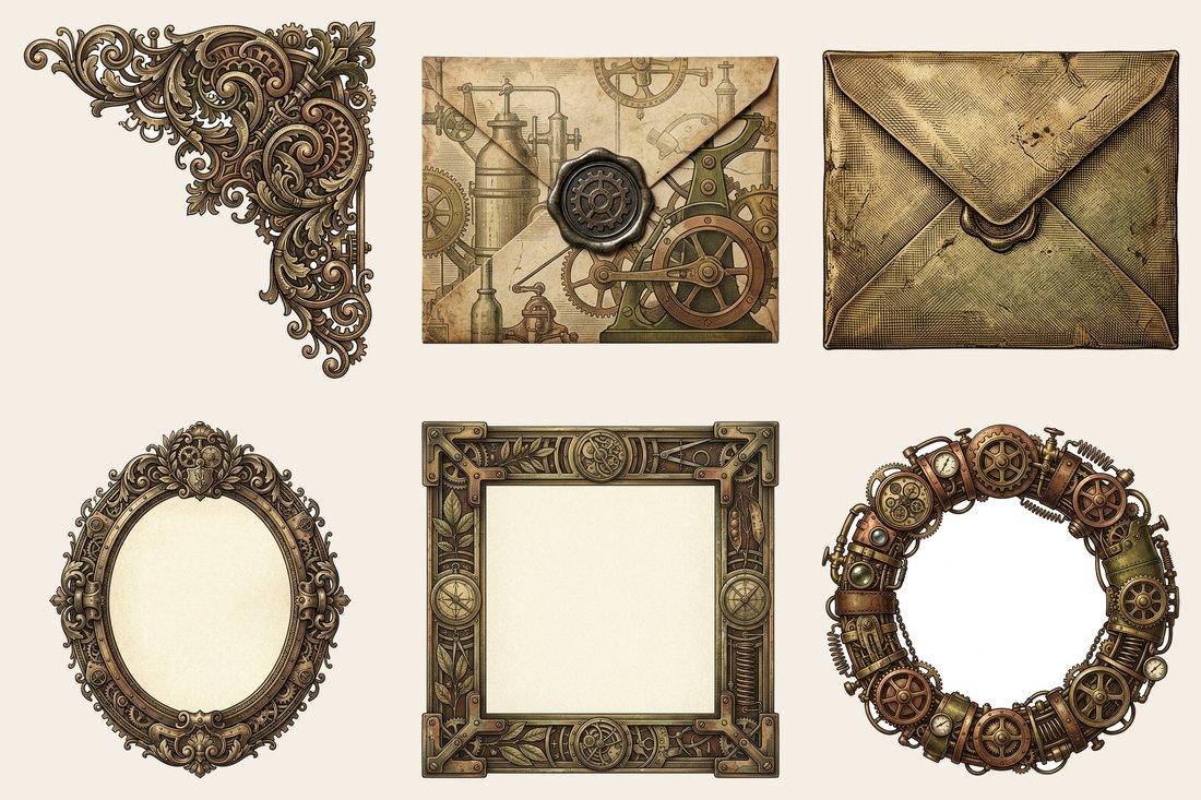 Steampunk Laboratory junk journal kit — element closeup 2