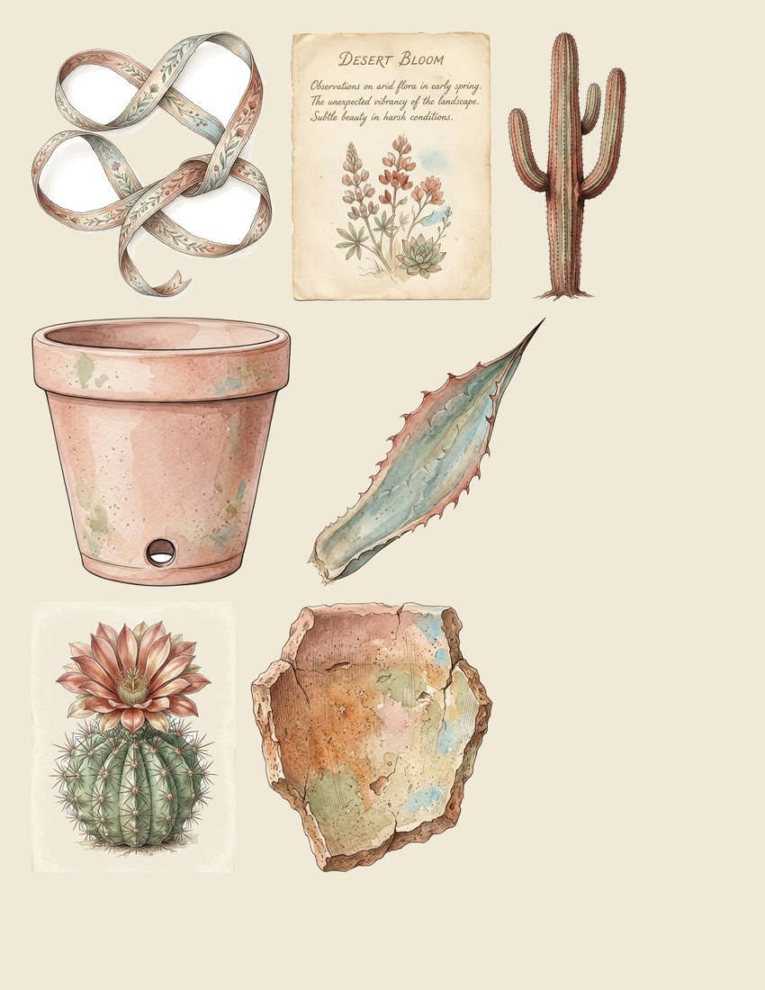 Succulent Desert junk journal kit — sheet preview 3