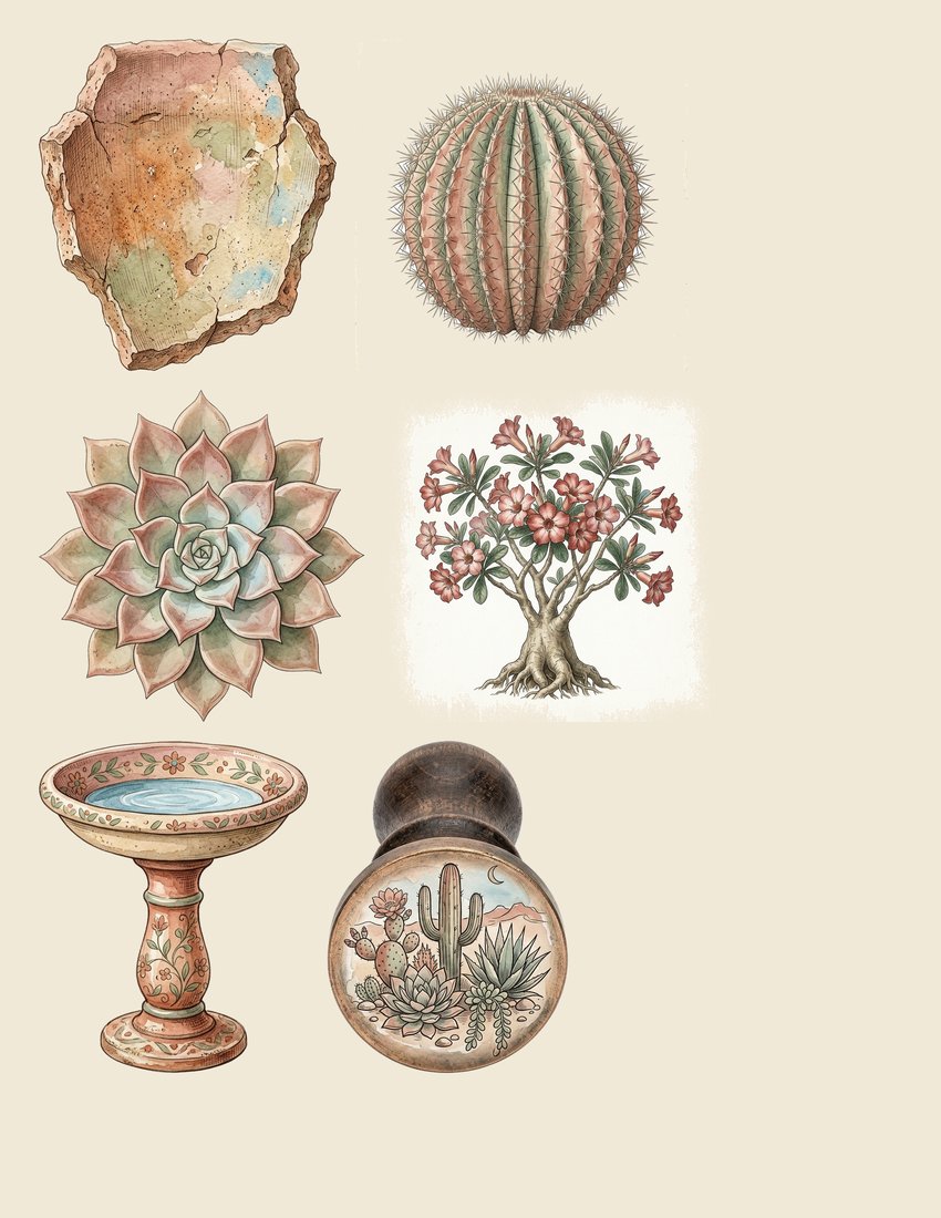 Succulent Desert junk journal kit — sheet preview 4
