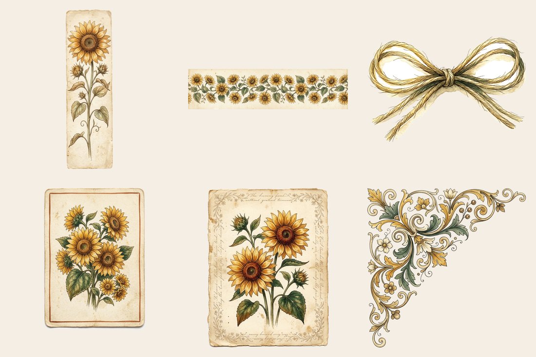 Sunflower Summer junk journal kit — element closeup 1