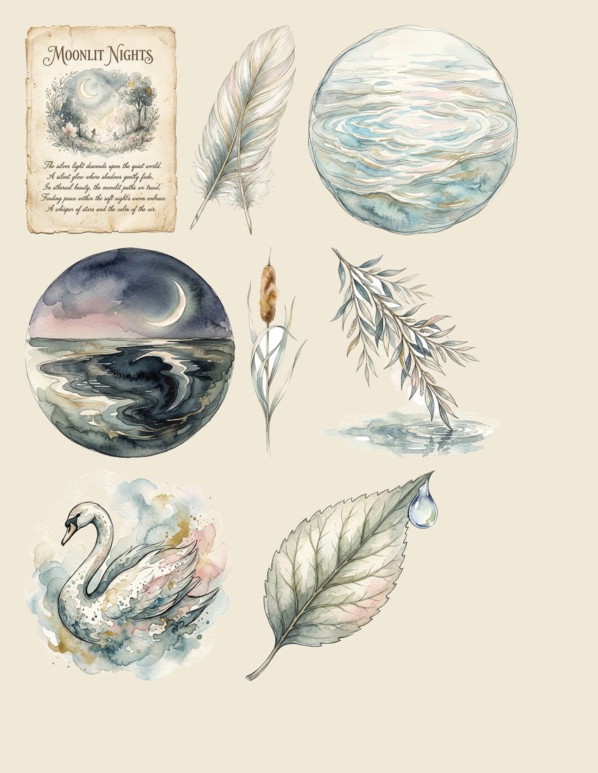 Swan Lake junk journal kit — sheet preview 3
