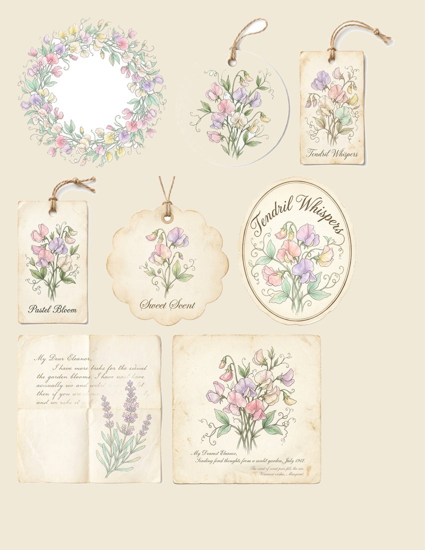 Sweet Pea Cottage junk journal kit — sheet preview 2