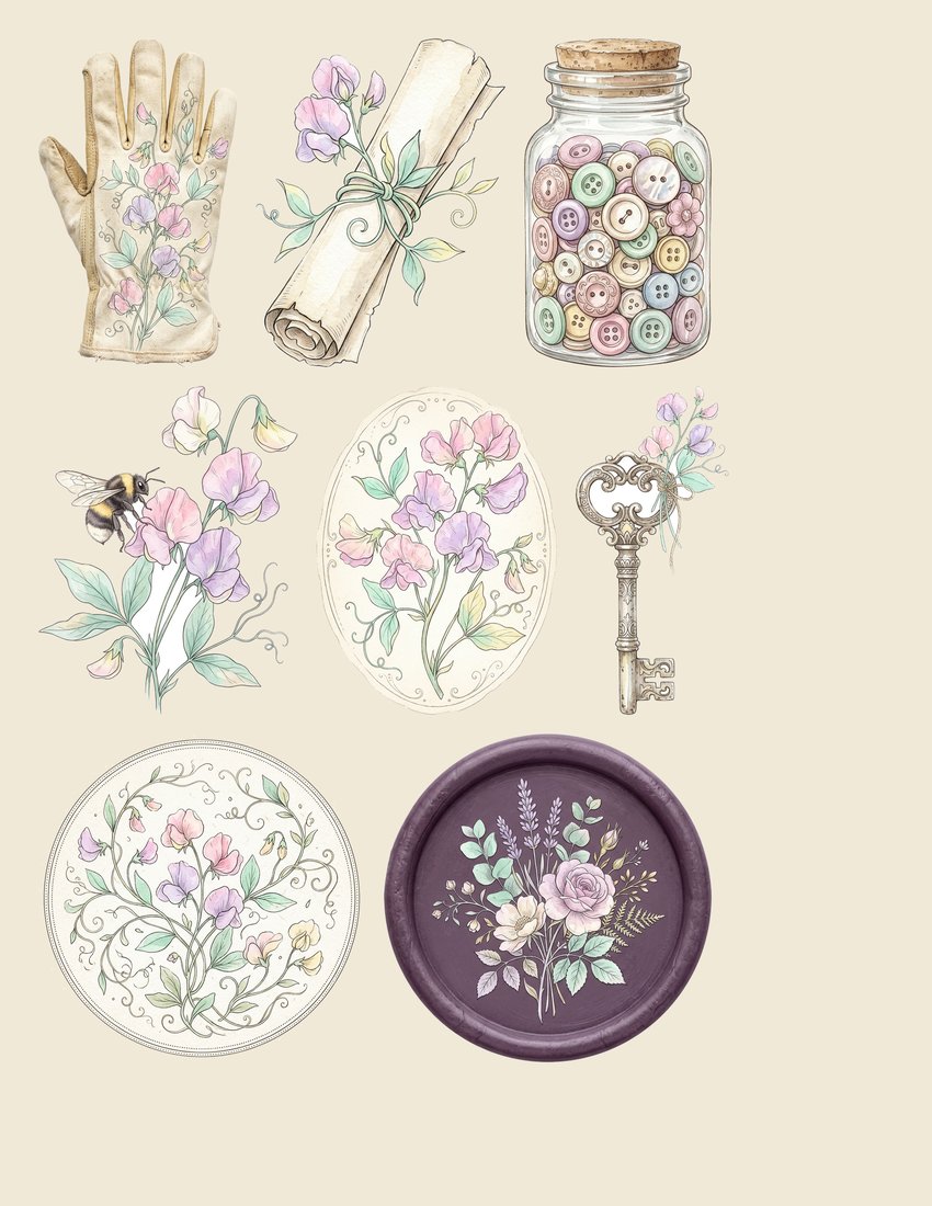 Sweet Pea Cottage junk journal kit — sheet preview 4