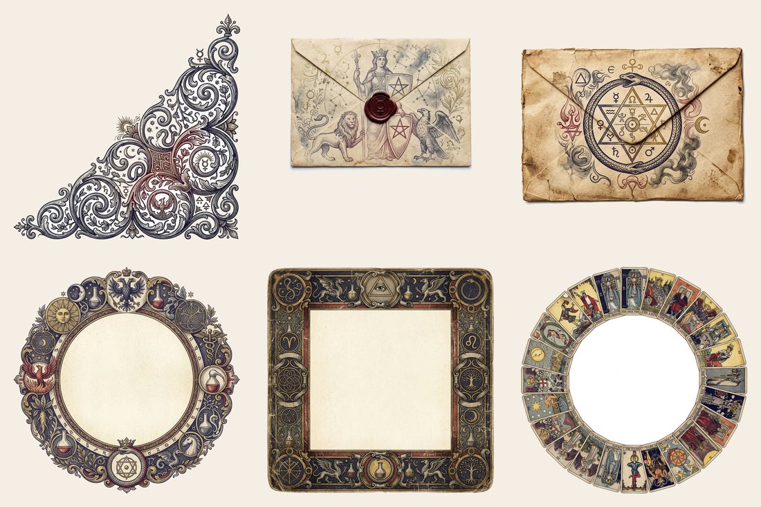 Tarot Arcana junk journal kit — element closeup 2