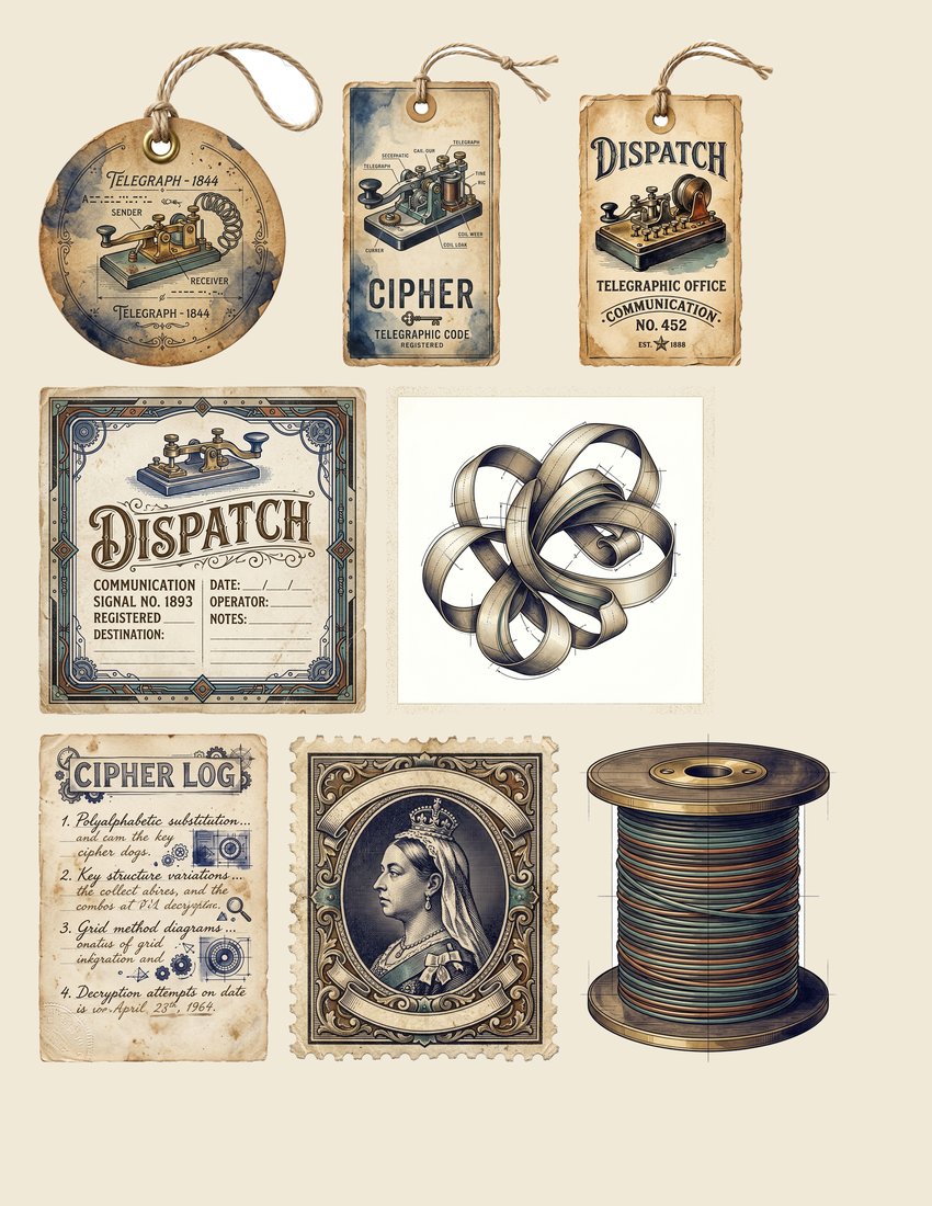 Telegraph And Post junk journal kit — sheet preview 2