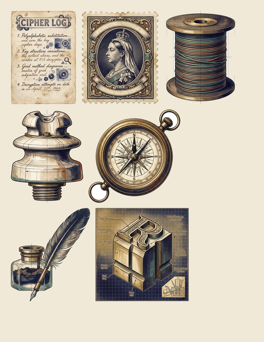 Telegraph And Post junk journal kit — sheet preview 3