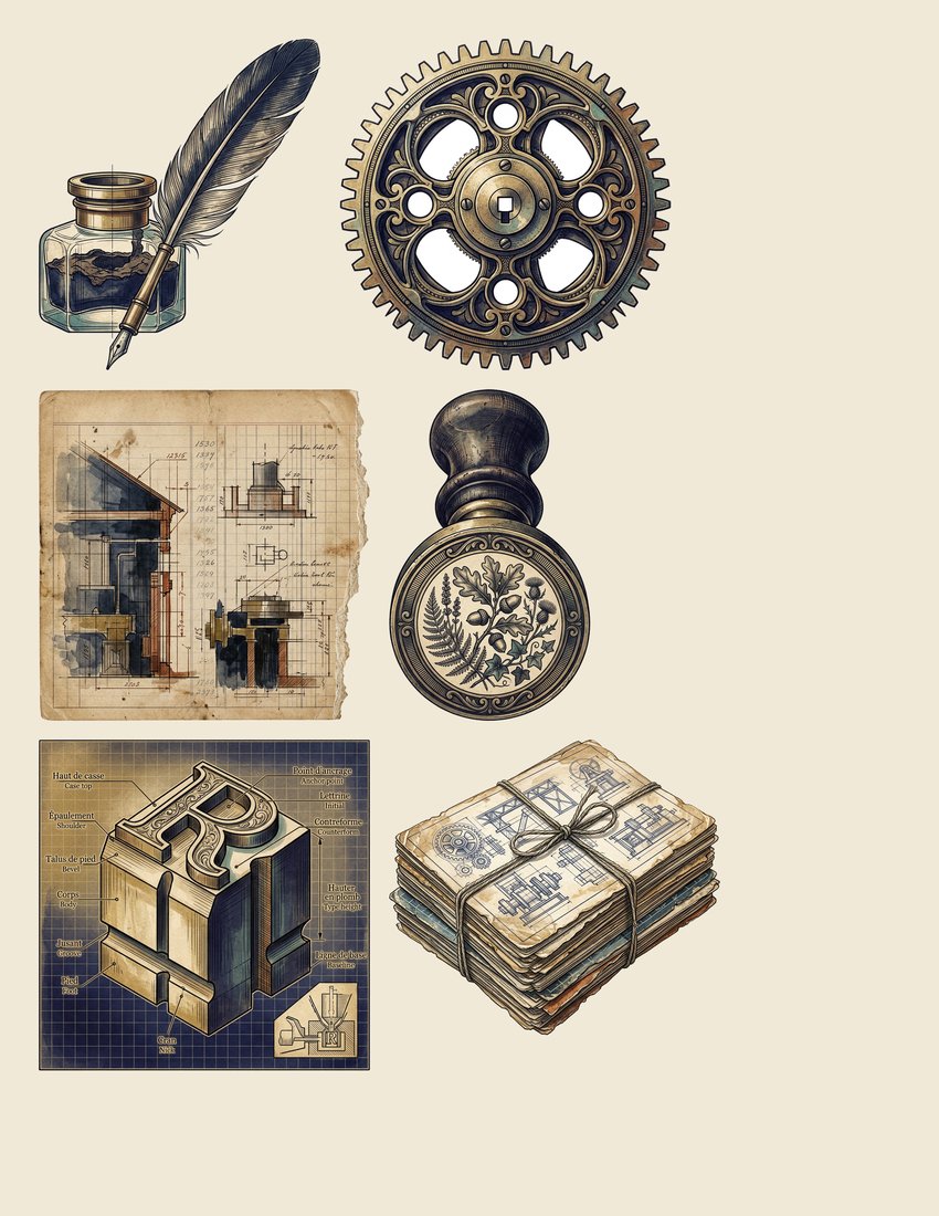 Telegraph And Post junk journal kit — sheet preview 4