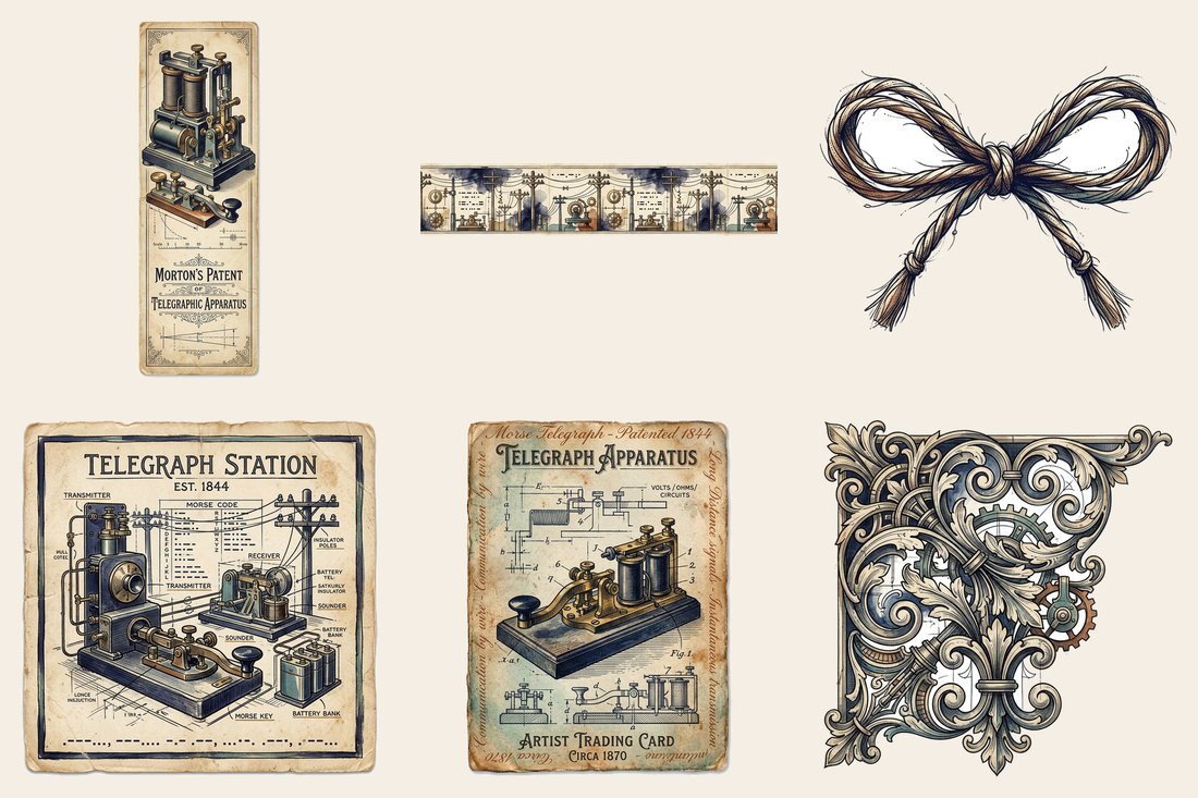 Telegraph And Post junk journal kit — element closeup 1