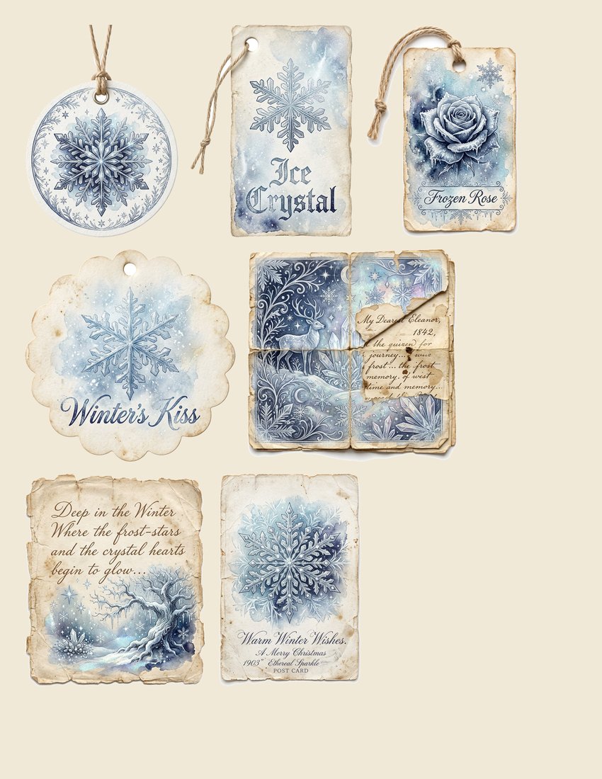 The Snow Queen junk journal kit — sheet preview 2