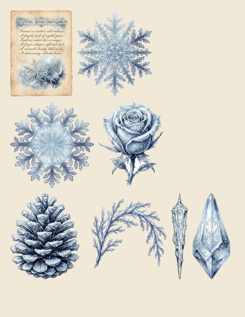 The Snow Queen junk journal kit — sheet preview 3