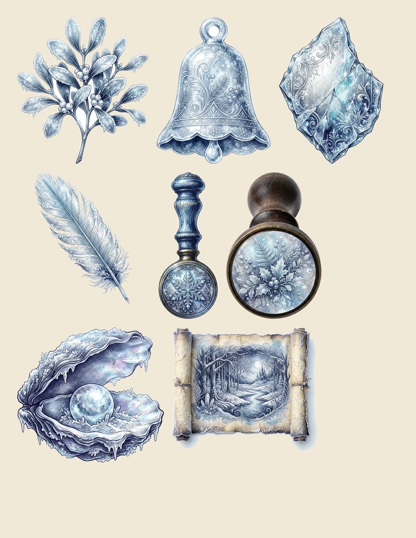 The Snow Queen junk journal kit — sheet preview 4