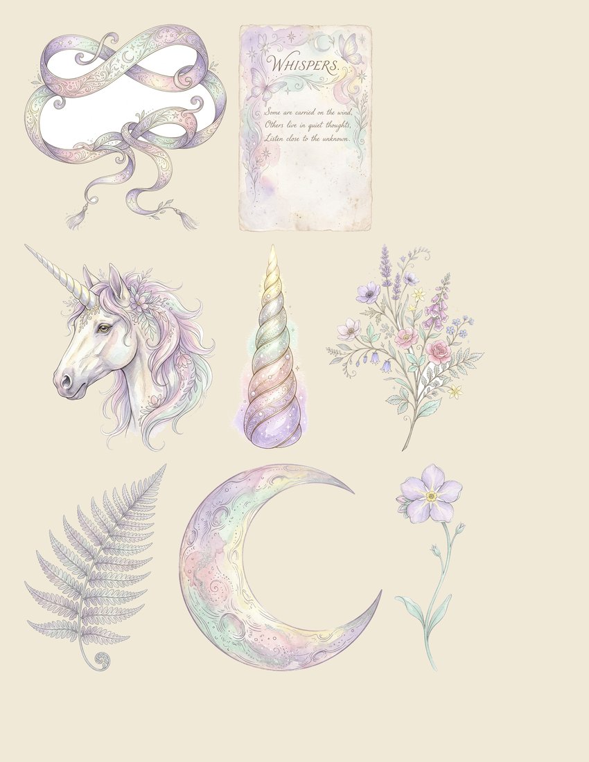 Unicorn Myth junk journal kit — sheet preview 3