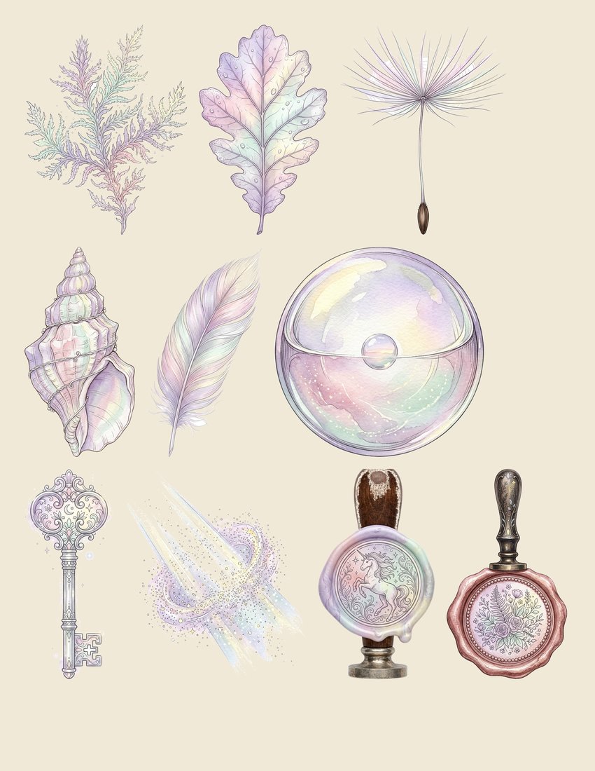 Unicorn Myth junk journal kit — sheet preview 4