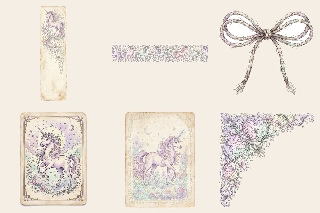 Unicorn Myth junk journal kit — element closeup 1