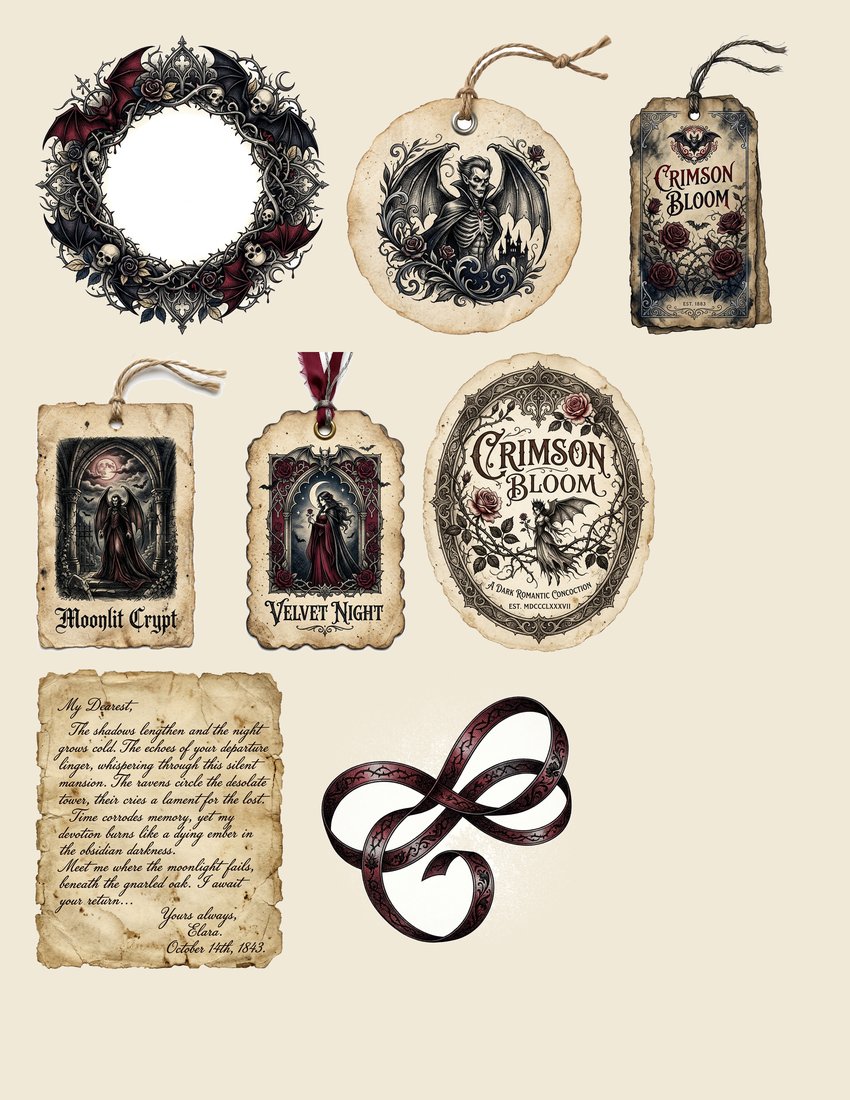 Vampire Nocturne junk journal kit — sheet preview 2