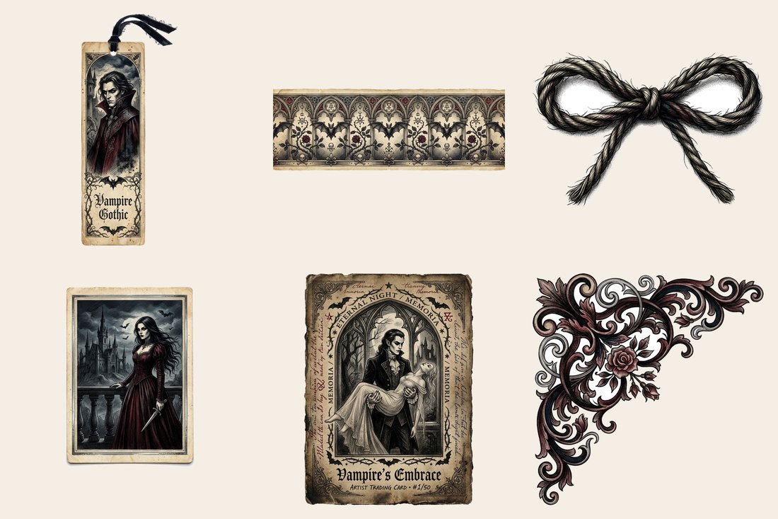 Vampire Nocturne junk journal kit — element closeup 1