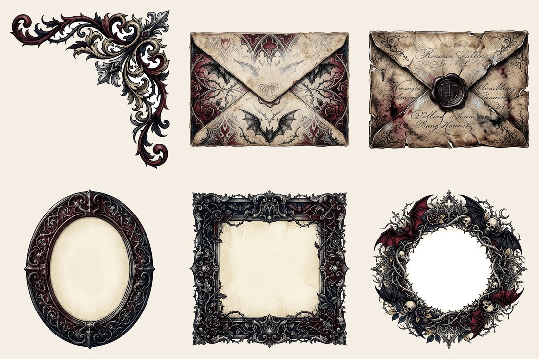 Vampire Nocturne junk journal kit — element closeup 2