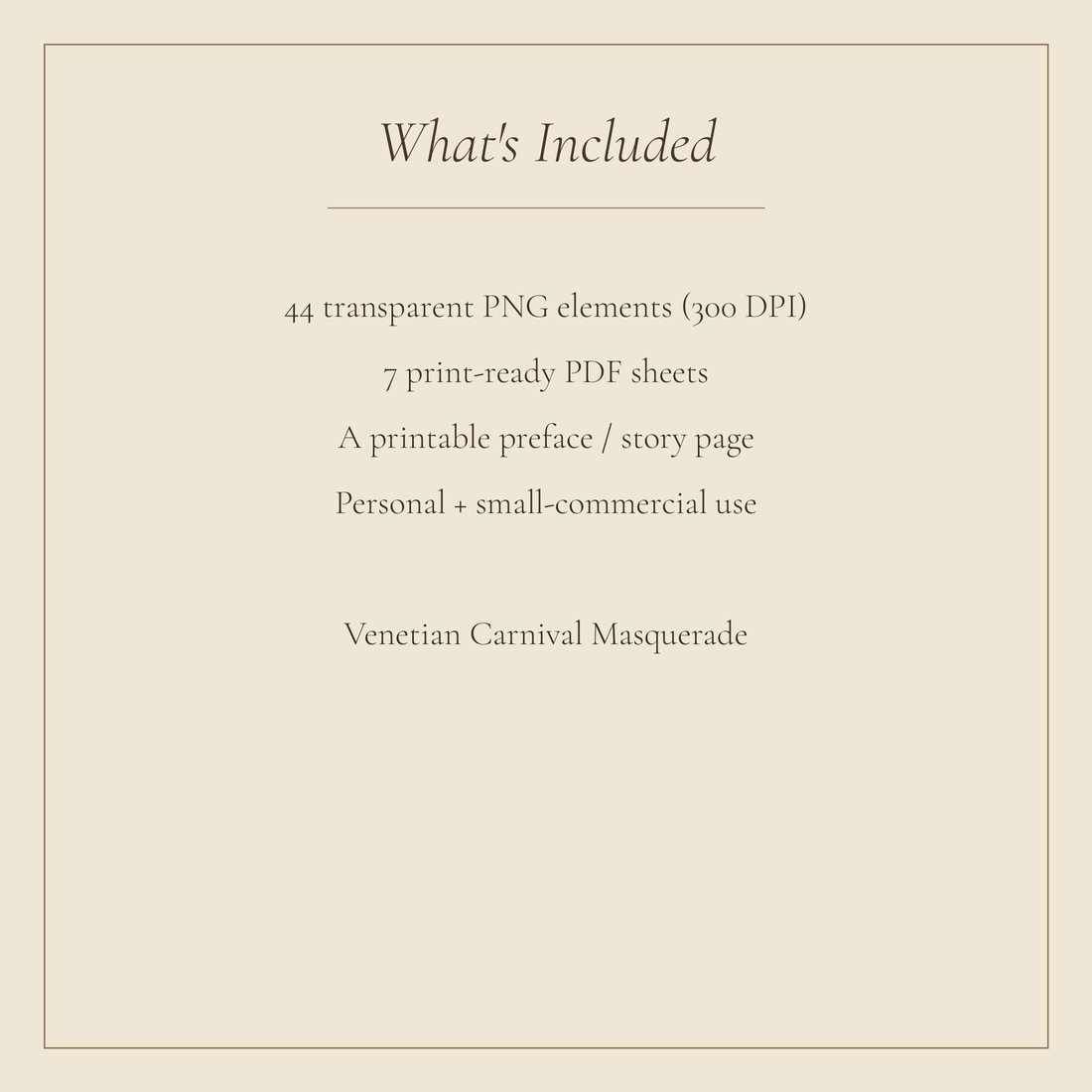 Venetian Carnival junk journal kit — spec info