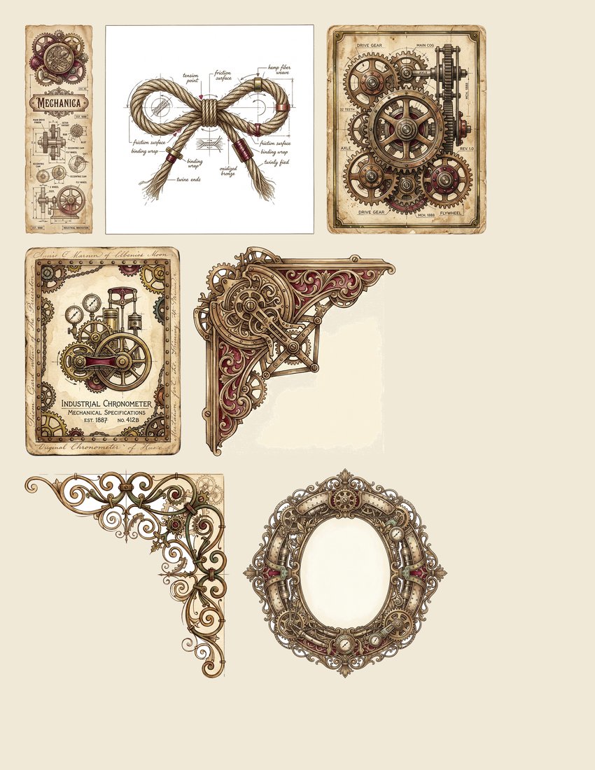 Victorian Machinist junk journal kit — sheet preview 1