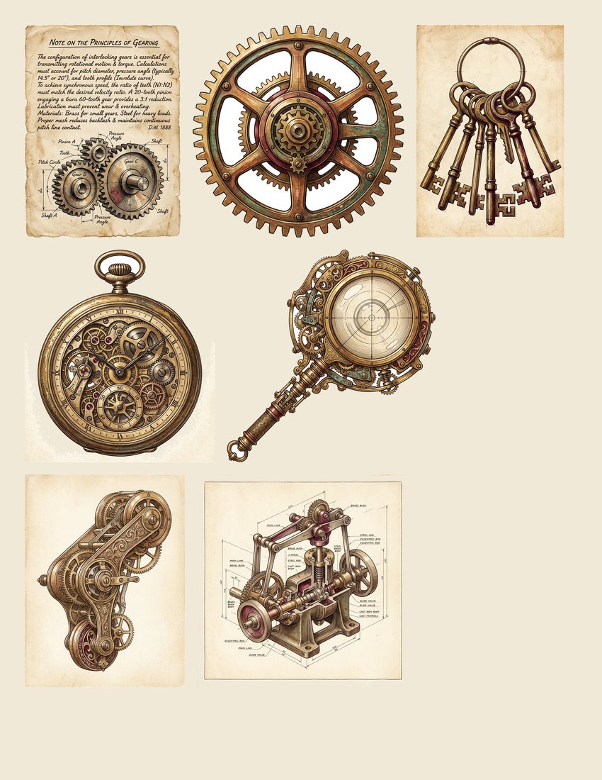Victorian Machinist junk journal kit — sheet preview 3