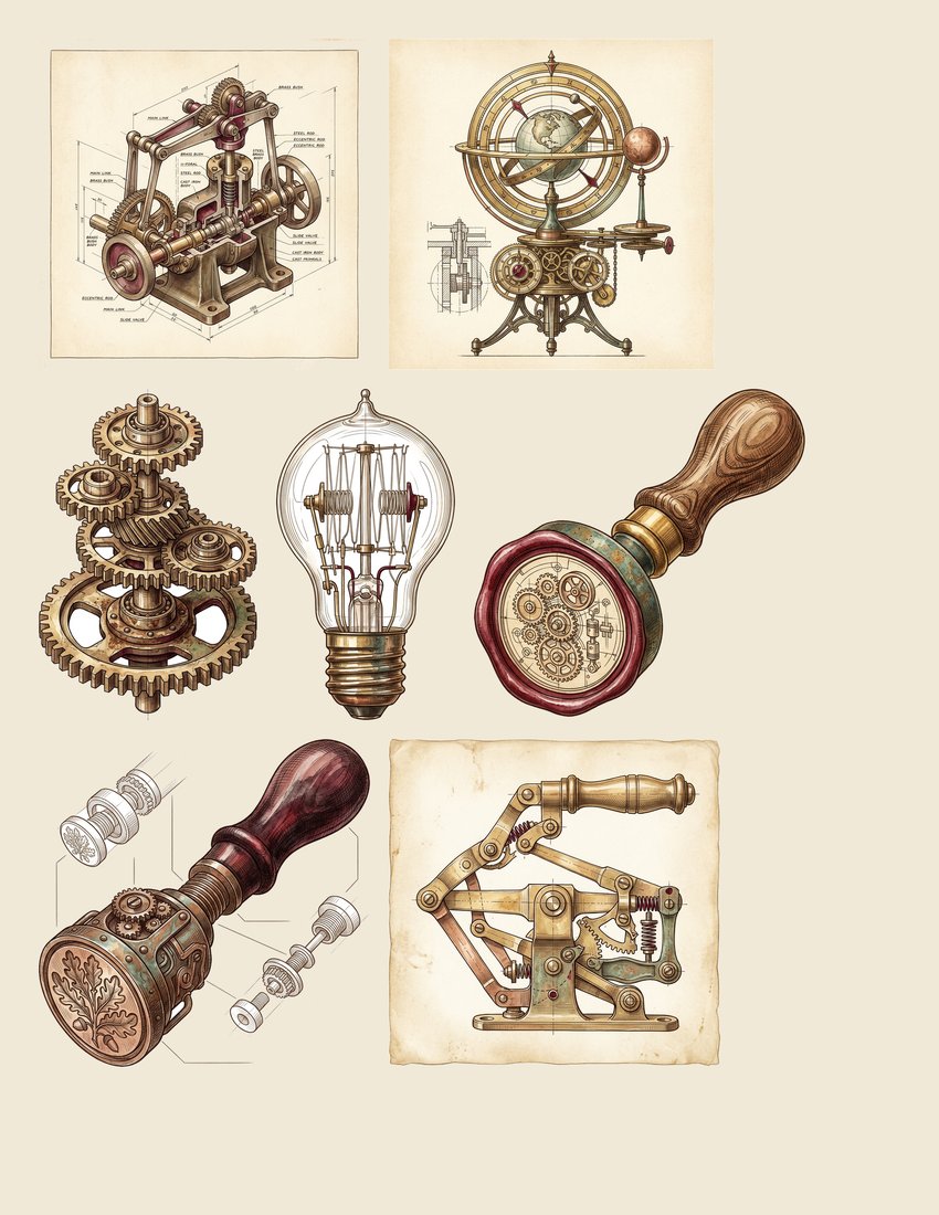Victorian Machinist junk journal kit — sheet preview 4