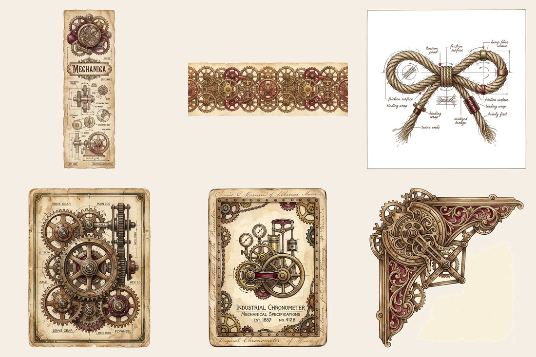 Victorian Machinist junk journal kit — element closeup 1