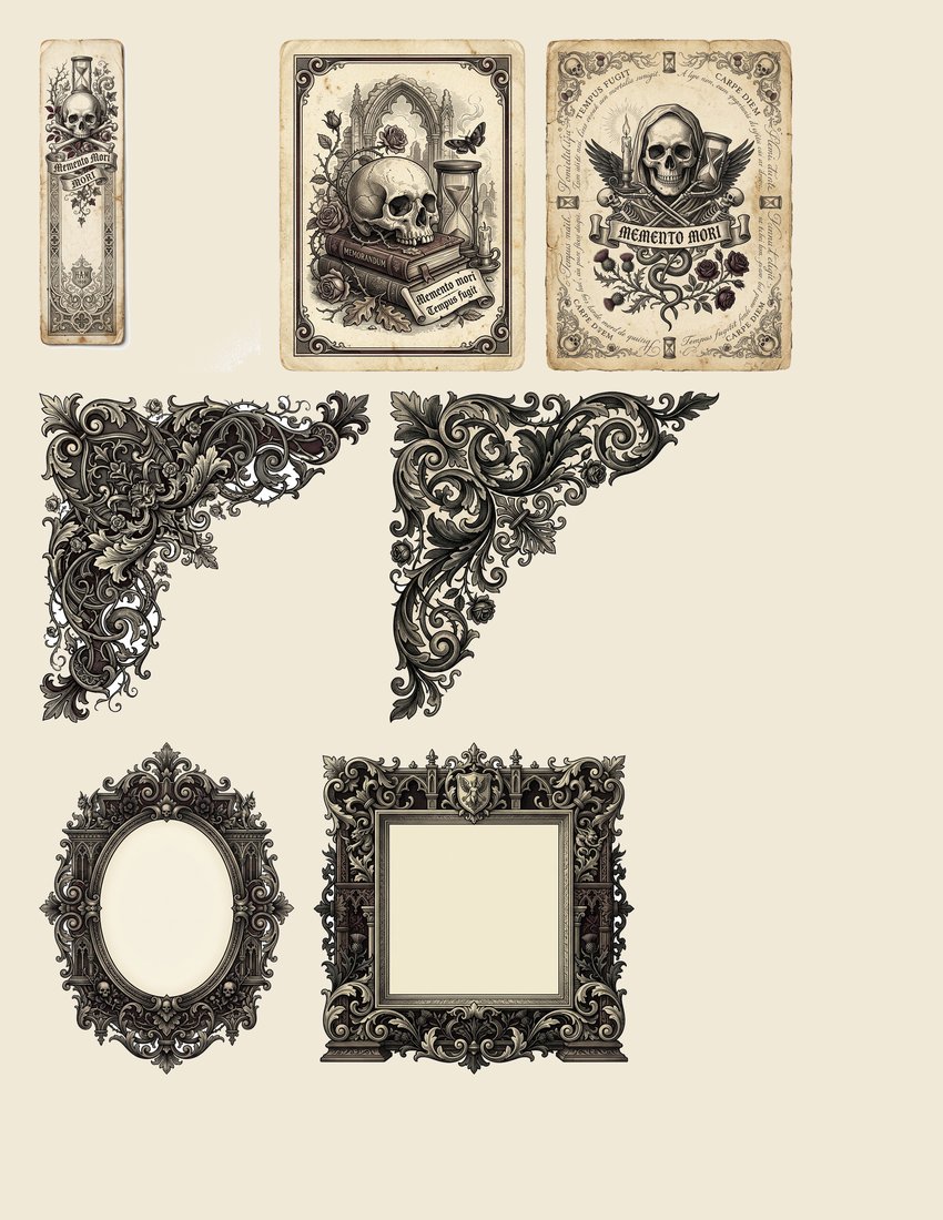 Victorian Mourning junk journal kit — sheet preview 1