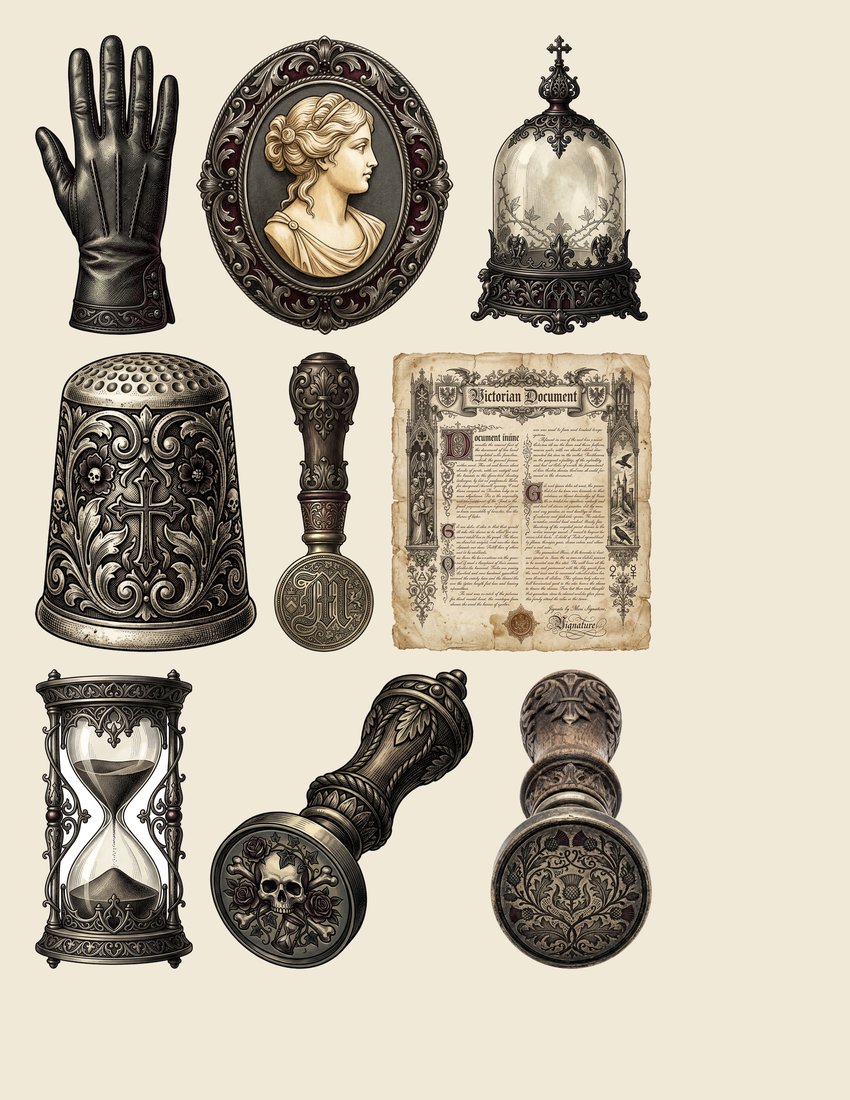 Victorian Mourning junk journal kit — sheet preview 4