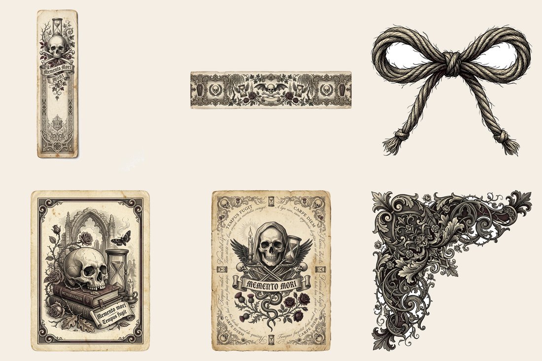 Victorian Mourning junk journal kit — element closeup 1